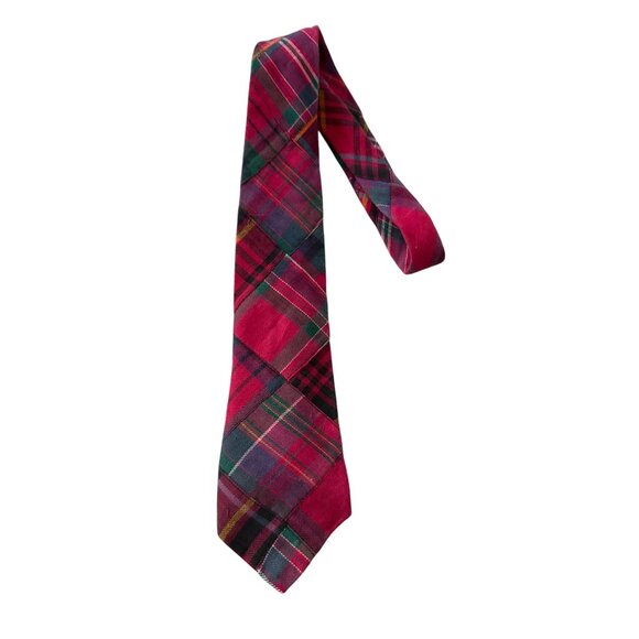 GAP Vintage Men's Red Holiday Plaid Neck Tie - Picture 6 of 7